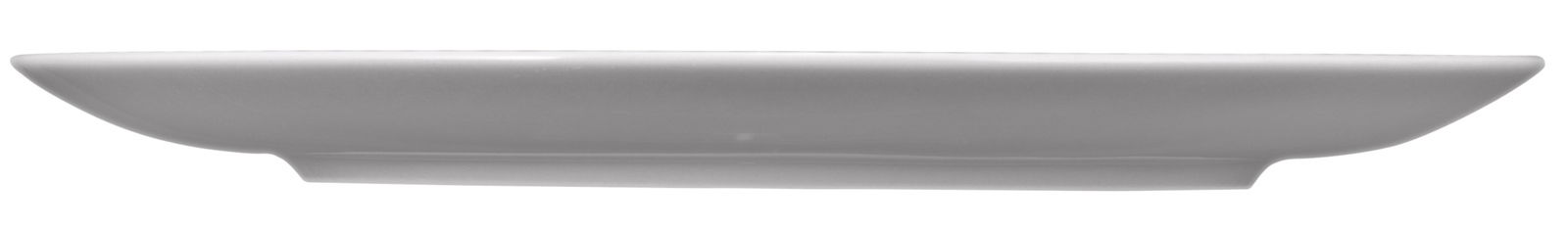 Seitenansicht eines weißen, runden Speisetellers mit einem Durchmesser von 27,5 cm