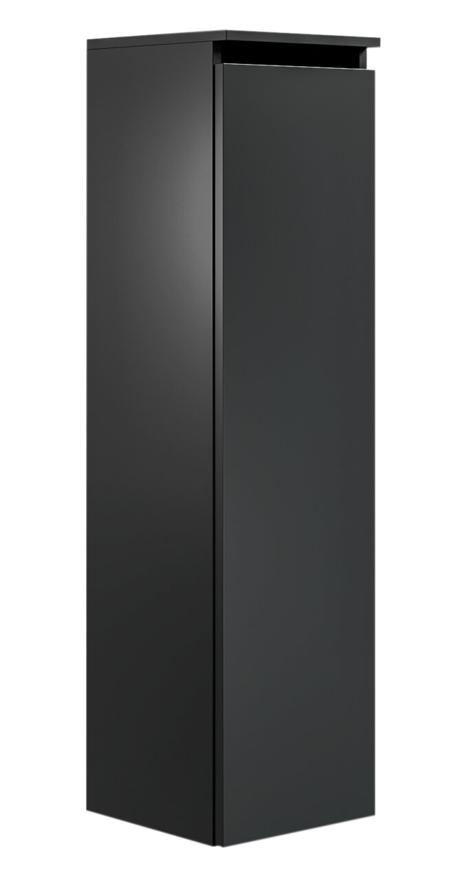 Schwarzer, moderner Badezimmerschrank in Frontalansicht