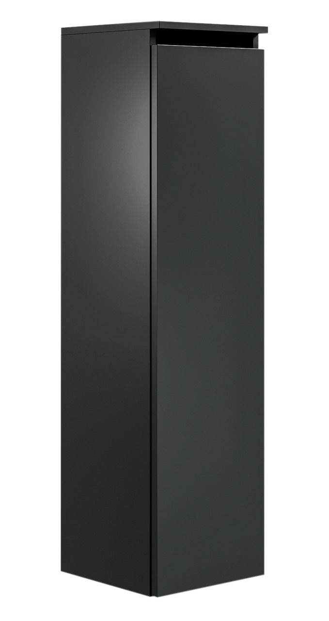 Schwarzer, moderner Badezimmerschrank in Frontalansicht