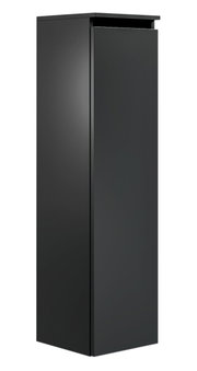Schwarzer, moderner Badezimmerschrank in Frontalansicht