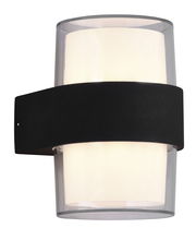 Moderne Wandleuchte Molina mit schwarzem Band und zylindrischem Glas, seitliche Perspektive