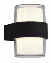 Moderne wandlamp Molina met zwarte band en cilindervormig glas, zijaanzicht