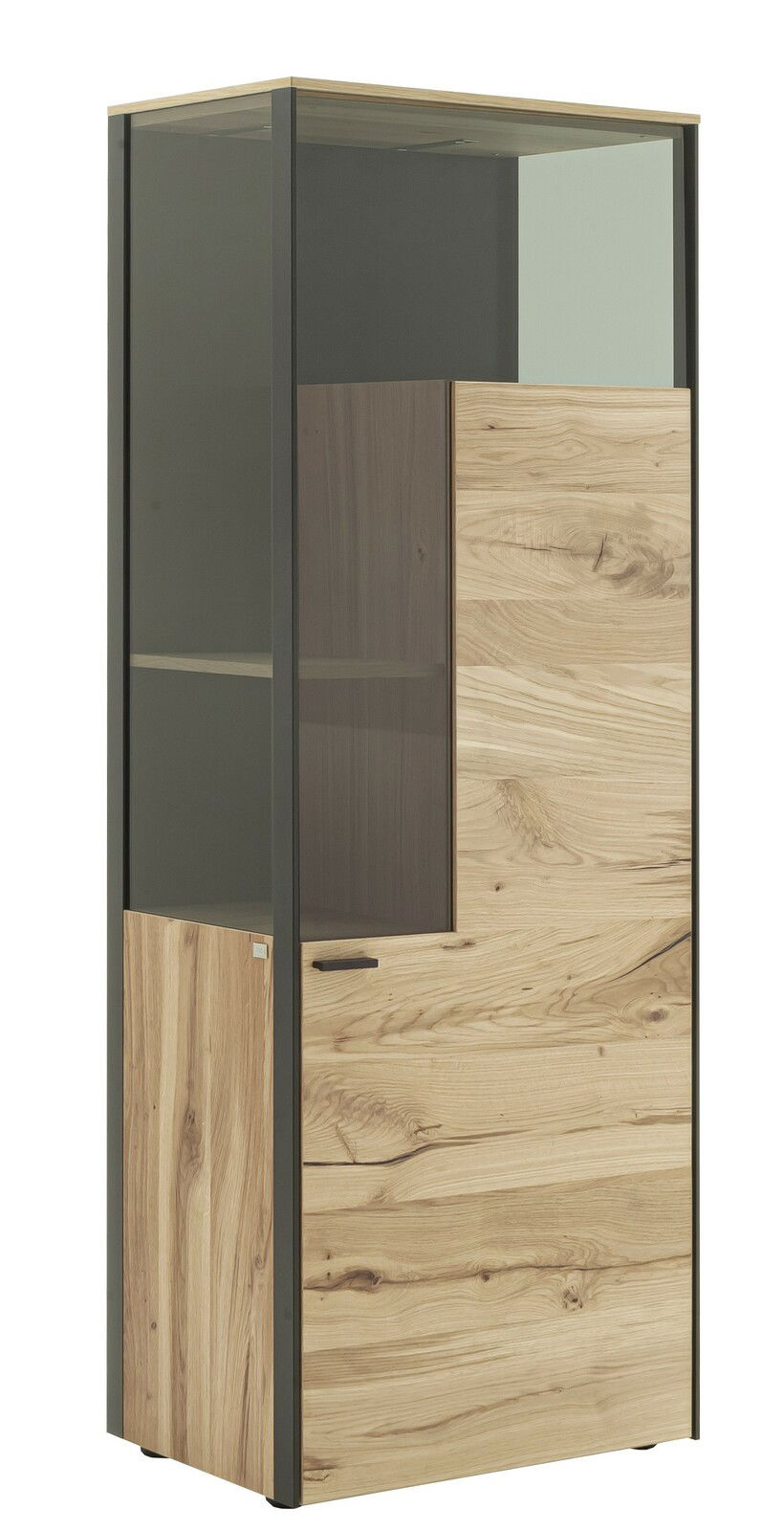 Schöner Wohnen Highboard ANDRA Modernes Highboard aus Holz mit Glasfront, seitliche Perspektive