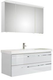 Modern badkamermeubel met spiegelkast en wastafel, vooraanzicht