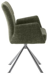 Moderner grüner Sessel mit Metallbeinen, Seitenansicht