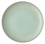 Grüner Speiseteller mit konzentrischen Kreisen und gesprenkeltem Muster, Draufsicht