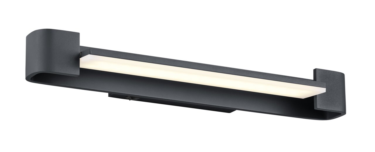 Moderne LED-Wandleuchte BOX in schwarzem Design, seitliche Perspektive