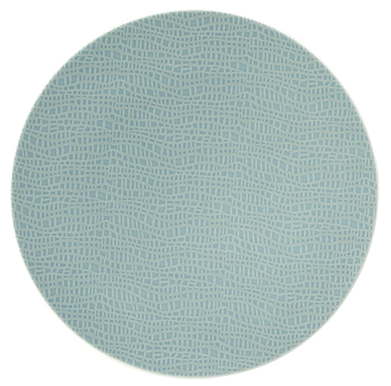 Frühstücksteller 22,5 cm mit blauem, strukturiertem Muster, Draufsicht
