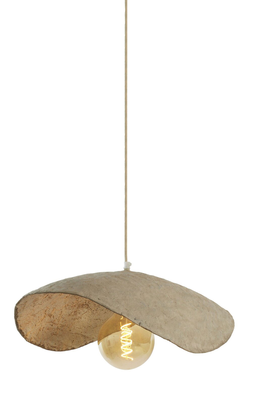 Light&Living Hängeleuchte LONIA Hängeleuchte LONIA mit natürlichem, geschwungenem Schirm und sichtbarer Glühbirne, seitliche Perspektive