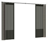 Vorhang Set in Schwarz und Grau, frontal fotografiert, bestehend aus zwei transparenten Paneelen an einer Gardinenstange.