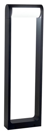 Moderne LED-Pollerleuchte in rechteckiger Form, seitliche Perspektive