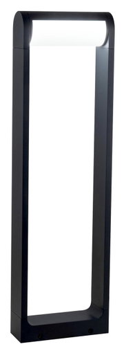 Moderne LED-Pollerleuchte in rechteckiger Form, seitliche Perspektive