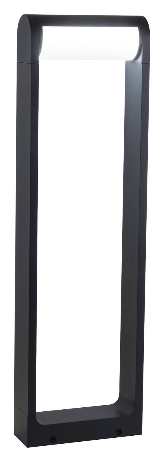 Moderne LED-Pollerleuchte in rechteckiger Form, seitliche Perspektive