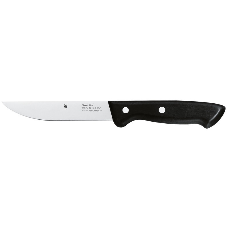 WMF Zubereitungsmesser CLASSIC LINE Zubereitungsmesser 12cm mit schwarzem Griff, seitliche Ansicht