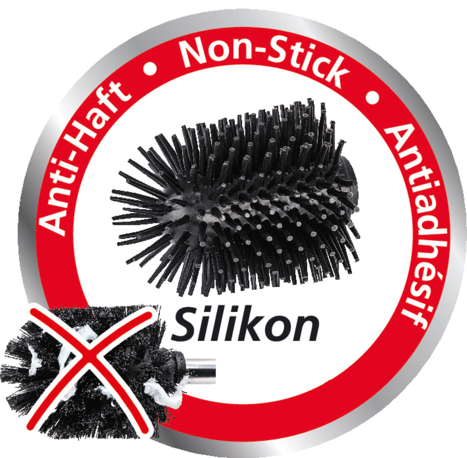 Silikon WC-Bürstenkopf mit Anti-Haft-Eigenschaft, seitliche Perspektive
