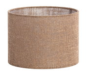 Zylindrischer Lampenschirm aus braunem Stoff, seitliche Perspektive