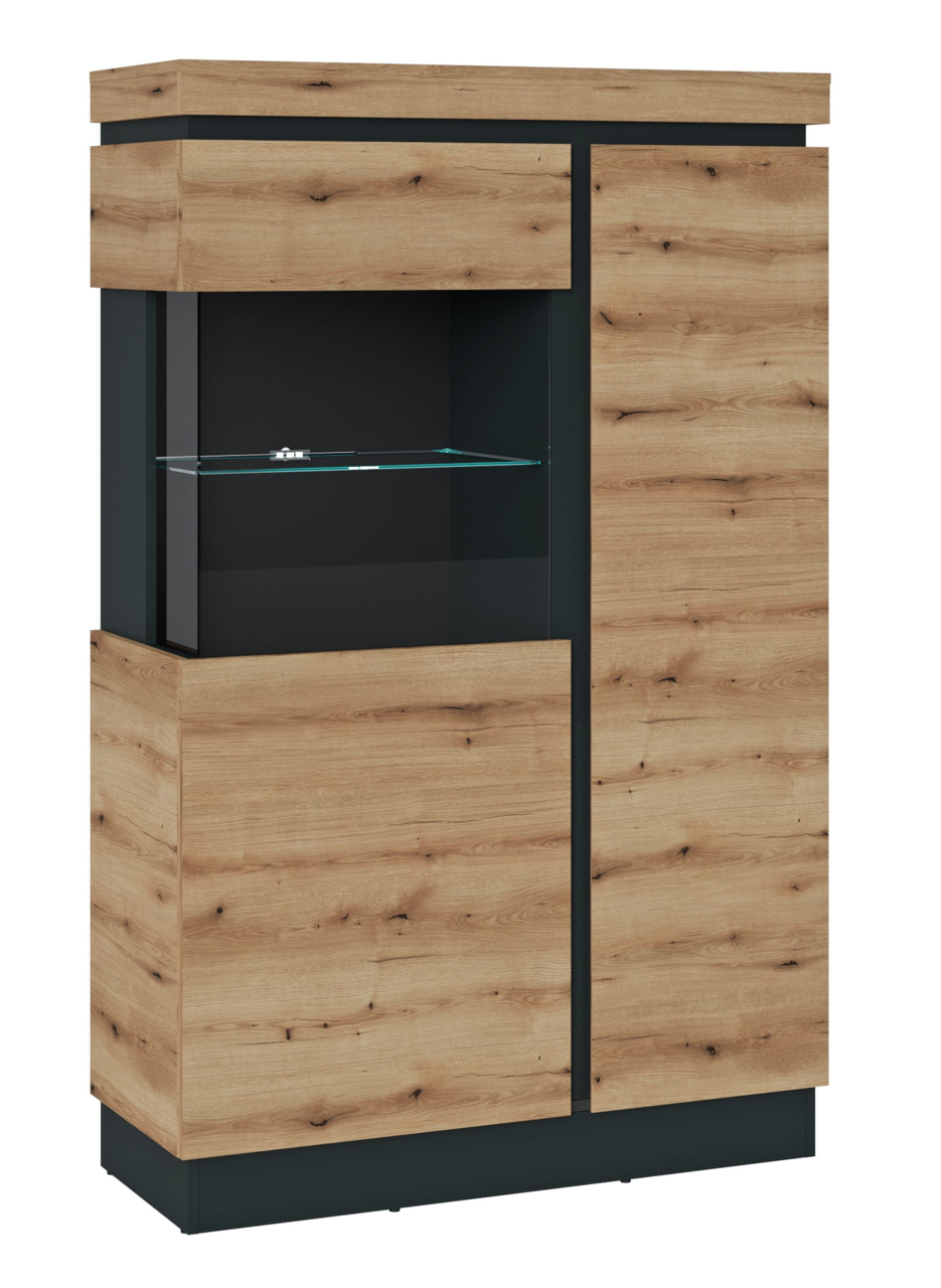 Z2 Highboardvitrine Corte Hochwertige Highboardvitrine Corte in Holzoptik mit Glasregal, Frontalansicht