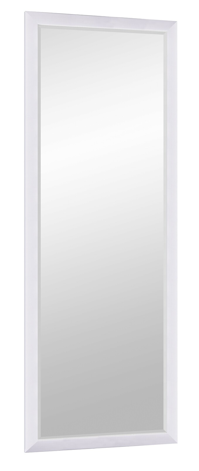 Rechteckiger Wandspiegel mit weißem Rahmen, seitliche Perspektive