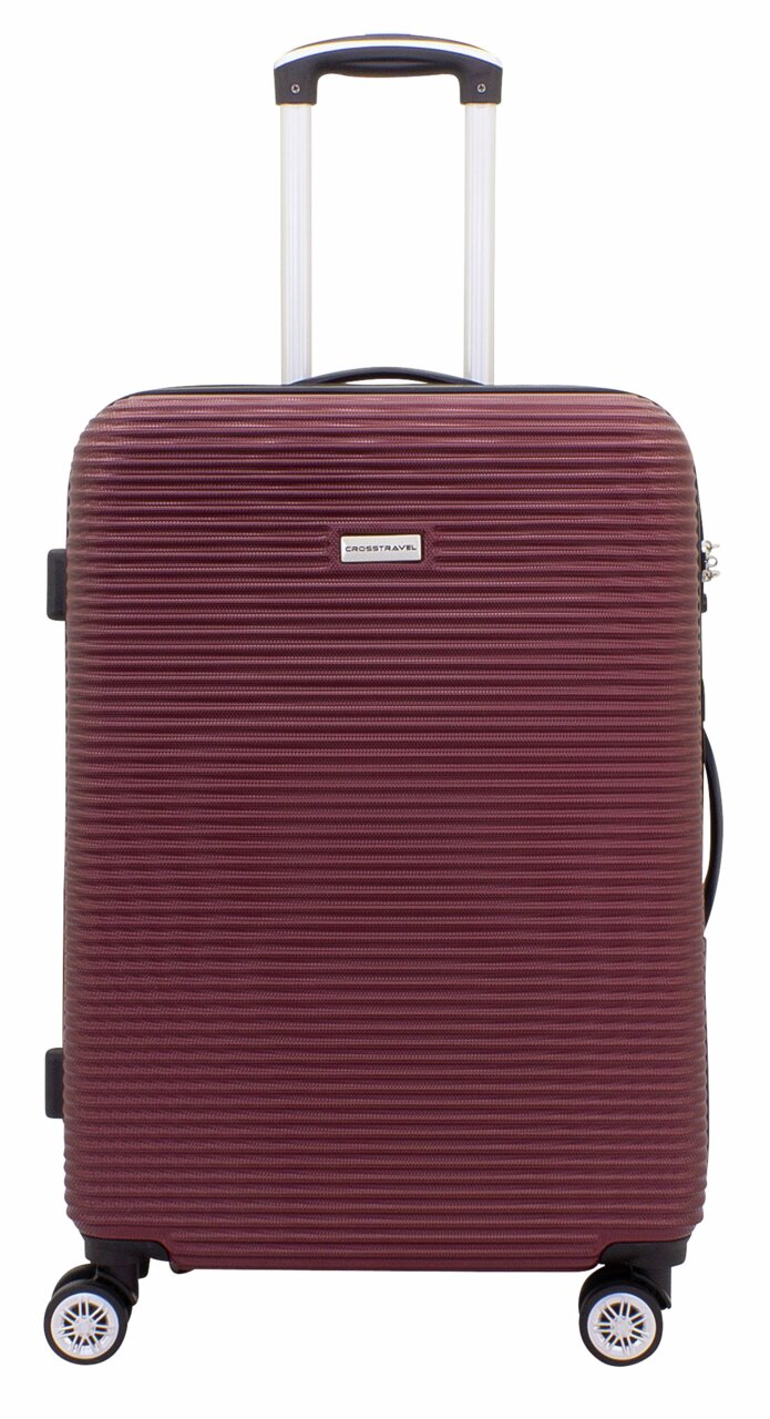 Burgunderfarbener Trolley mit vier Rollen und ausziehbarem Griff, Vorderansicht