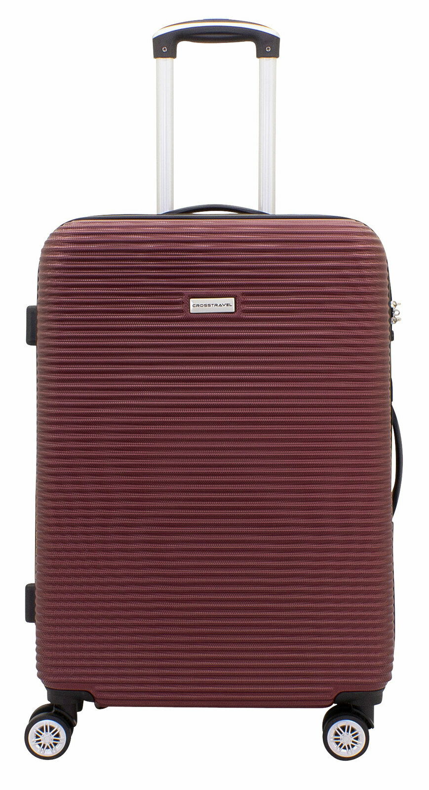 Burgunderfarbener Trolley mit vier Rollen und ausziehbarem Griff, Vorderansicht