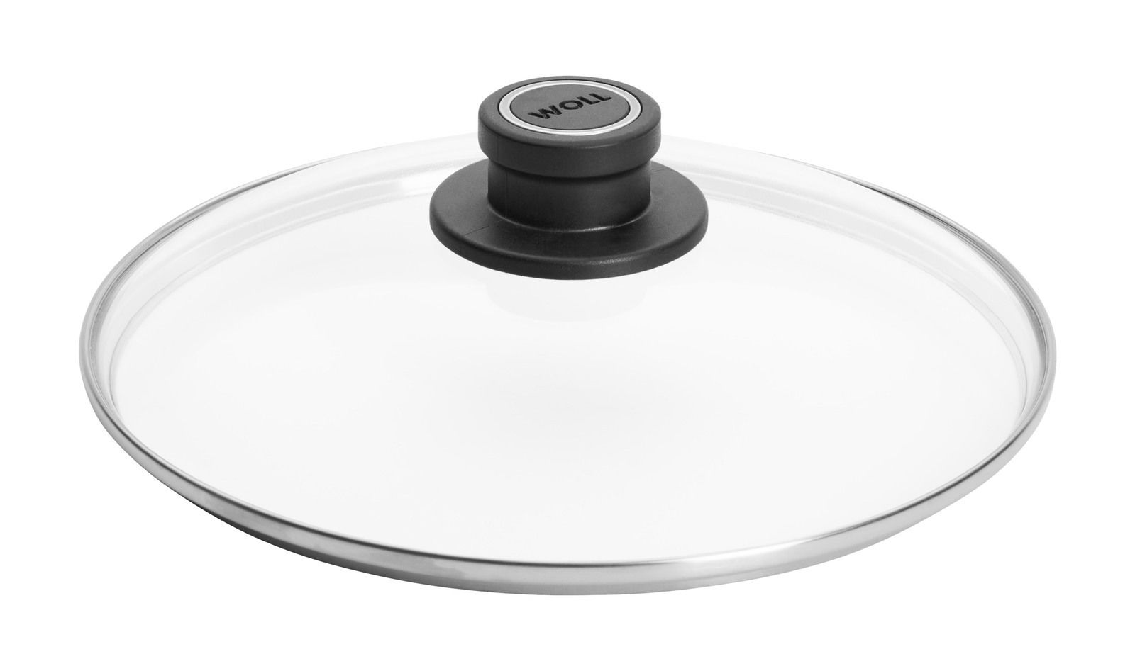 Sicherheitsglasdeckel mit schwarzem Griff, Draufsicht