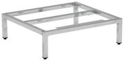 Metalluntergestell in rechteckiger Form, silberfarben, mit vier stabilen Beinen, seitliche Perspektive