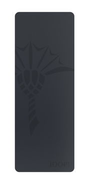 Dunkelgraue Yogamatte mit stilisiertem Muster und JOOP!-Logo, Draufsicht