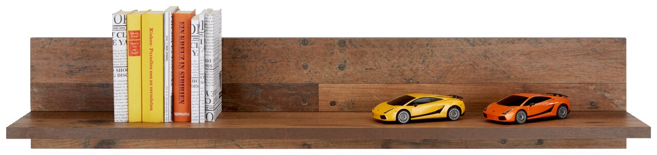 Z2 Wandboard CLIF Holz-Wandboard mit Büchern und Modellautos, frontale Ansicht