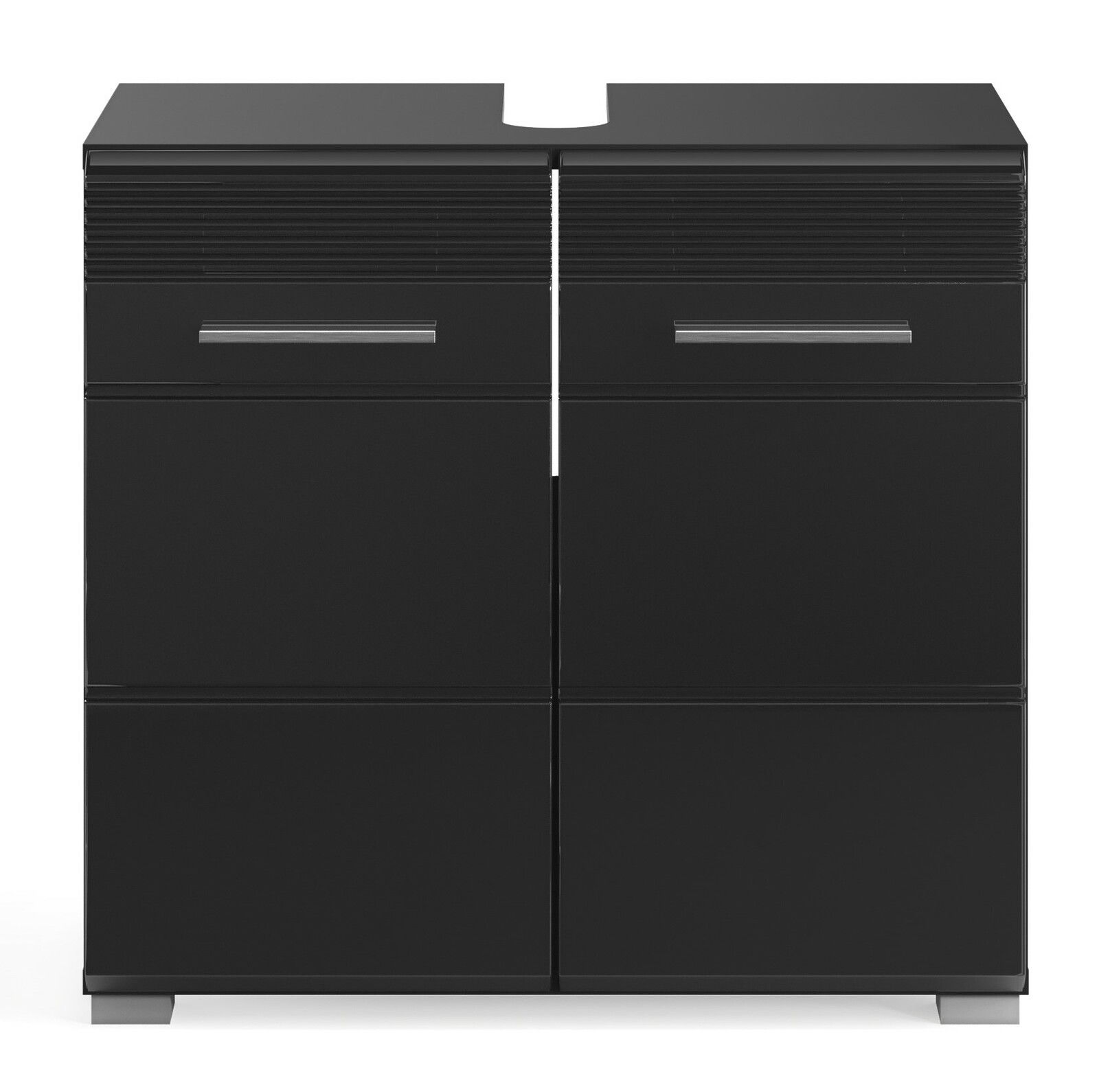 Schwarze Badkombination LINUS mit vier Schubladen, Frontansicht