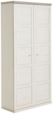 Weißer Aktenschrank 5OH breit mit zwei Türen, seitliche Perspektive