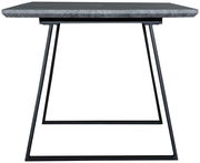 Moderner Esstisch mit schwarzem Metallgestell und grauer Tischplatte, Seitenansicht