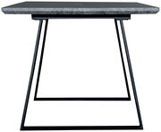 Moderner Esstisch mit schwarzem Metallgestell und grauer Tischplatte, Seitenansicht