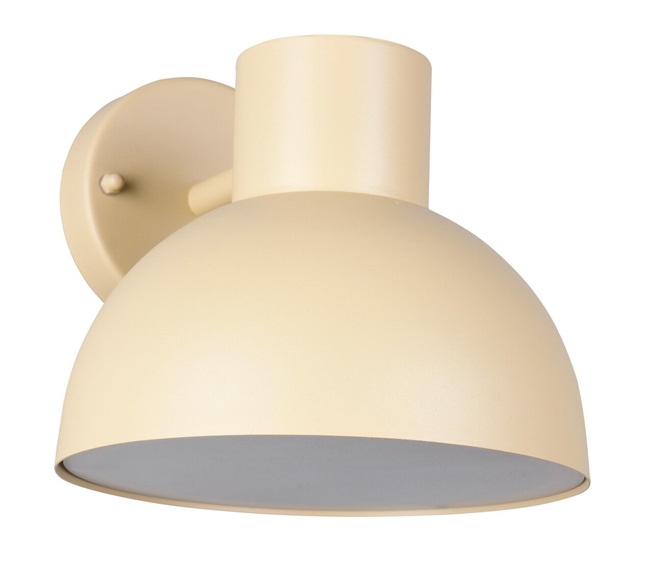 Beige buitenwandlamp van metaal, zijaanzicht