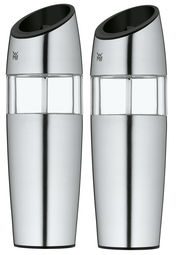 Zweiteiliges Elektromühlenset aus Edelstahl, Vorderansicht