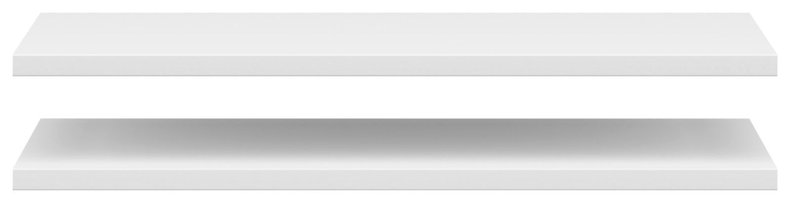 Zwei weiße Einlegeböden in frontaler Ansicht.