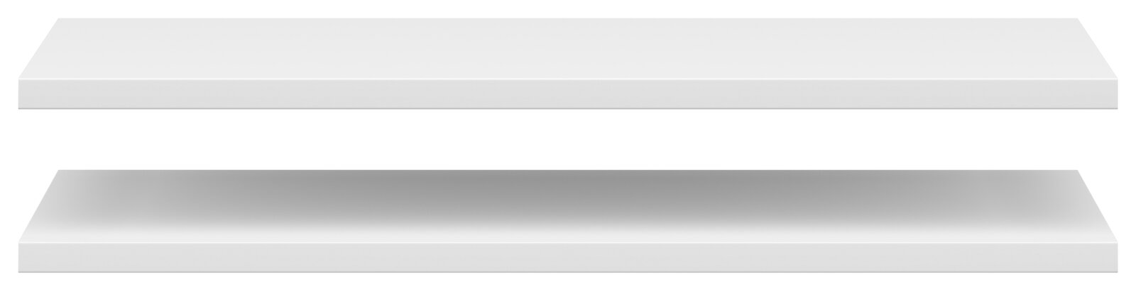 Zwei weiße Einlegeböden in frontaler Ansicht.