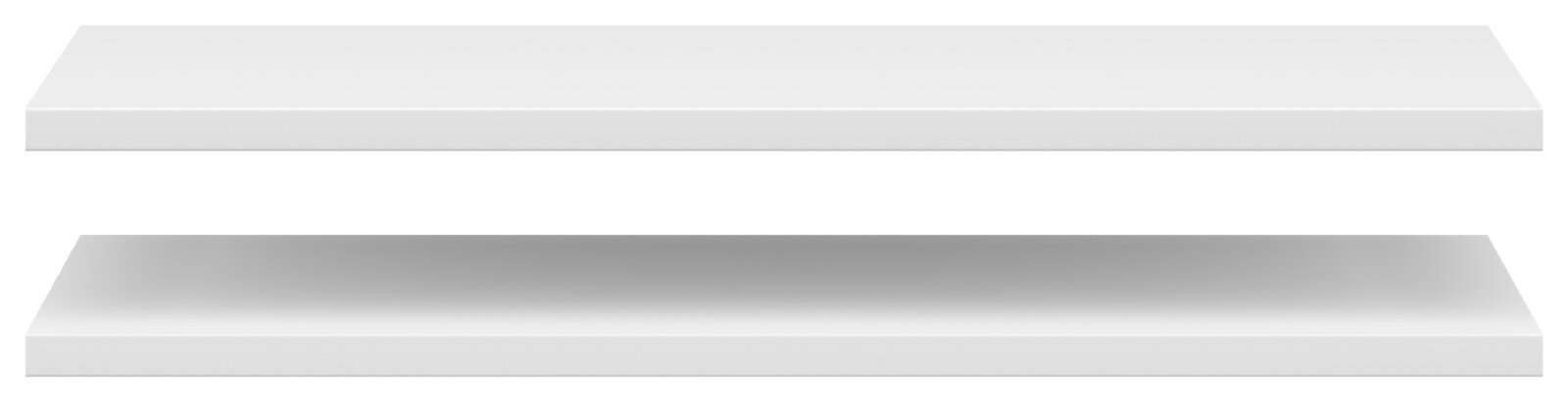 Zwei weiße Einlegeböden in frontaler Ansicht.