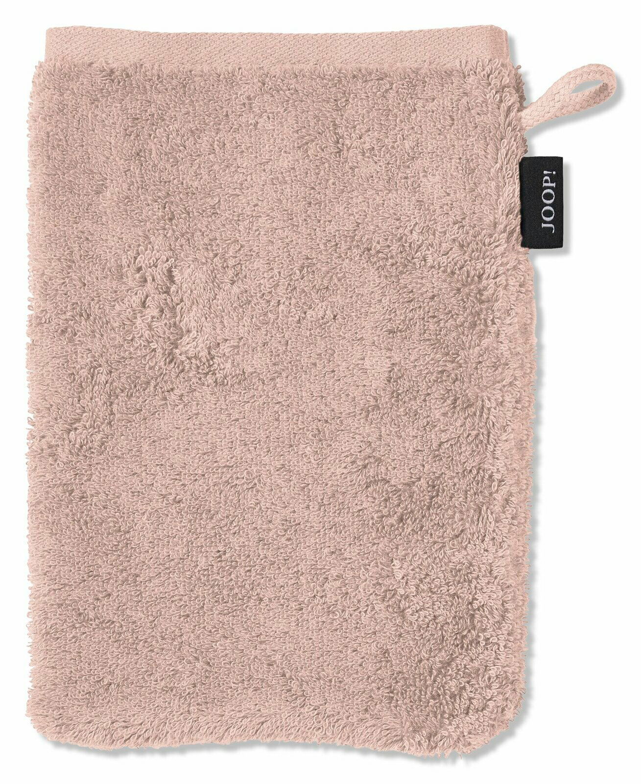 JOOP! Waschhandschuh DOUBLEFACE Rosa Waschhandschuh aus Frottee mit Aufhängeschlaufe und Markenetikett, Vorderansicht