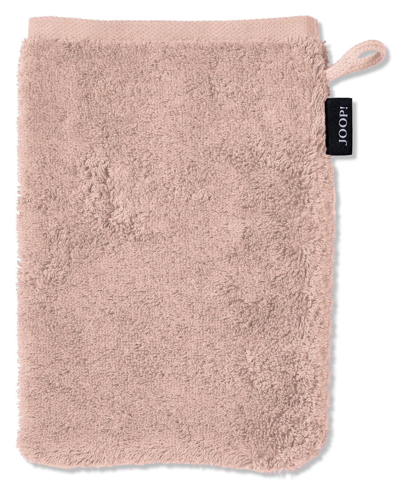JOOP! Waschhandschuh 16x22cm DOUBLEFACE Rosa Waschhandschuh aus Frottee mit Aufhängeschlaufe und Markenetikett, Vorderansicht