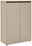 Moderner Aktenschrank mit zwei Türen in Beige, seitliche Perspektive