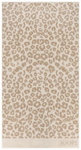 Duschtuch mit Leopardenmuster in Beige, Draufsicht