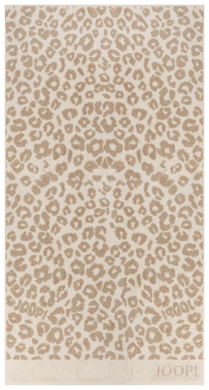 Duschtuch mit Leopardenmuster in Beige, Draufsicht