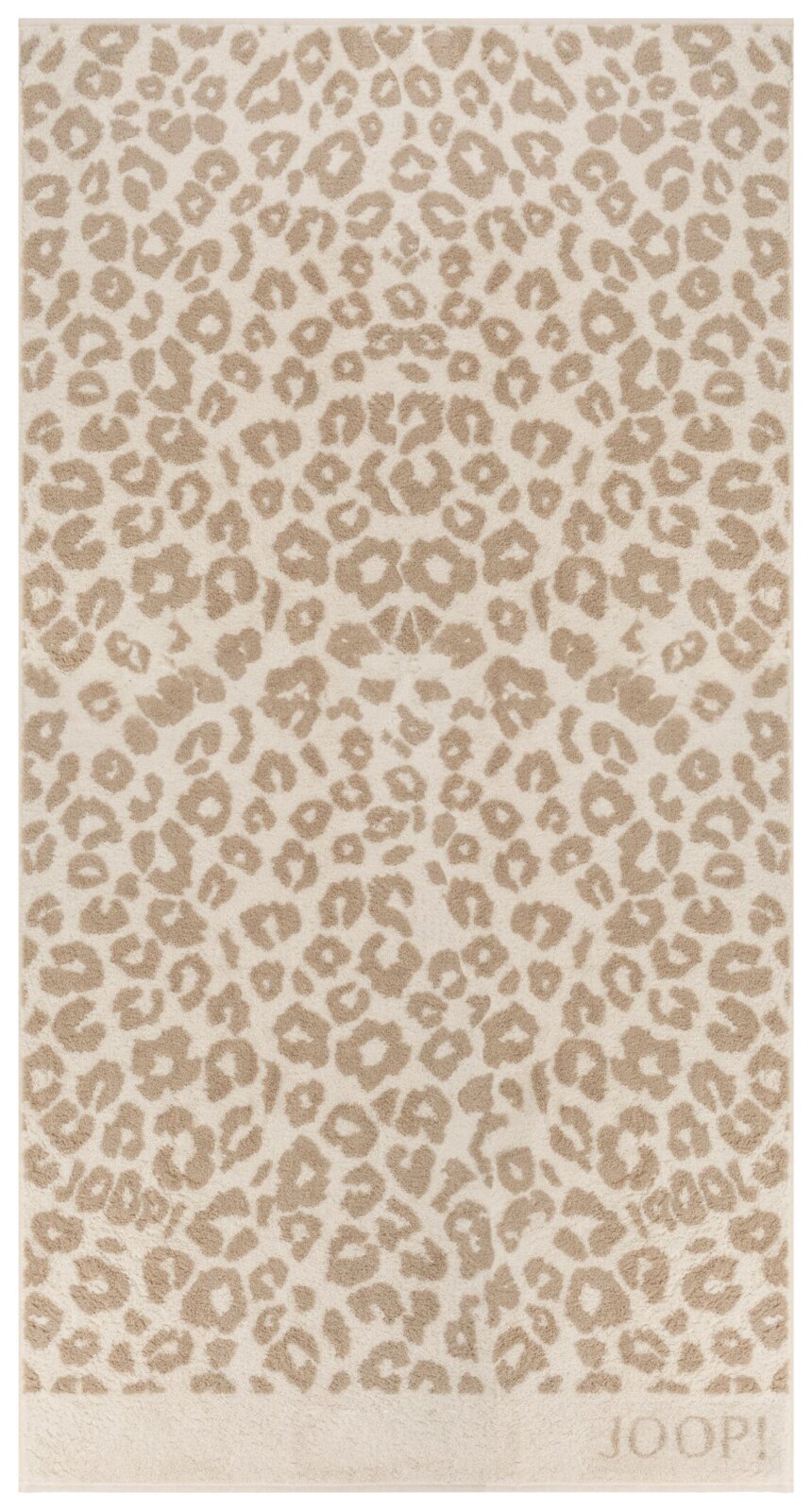 Douchehanddoek met luipaardprint in beige, bovenaanzicht