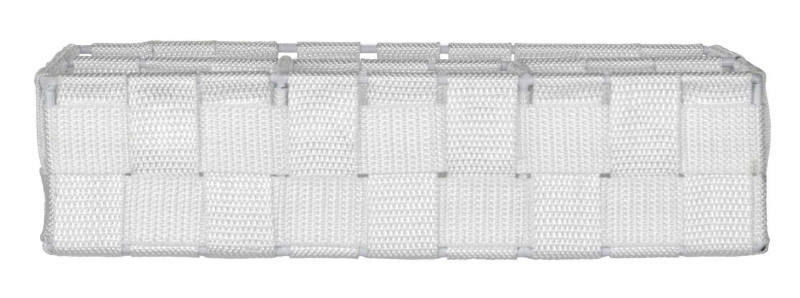 Weißer Badorganizer Adria klein, rechteckig, aus geflochtenem Material, Seitenansicht.