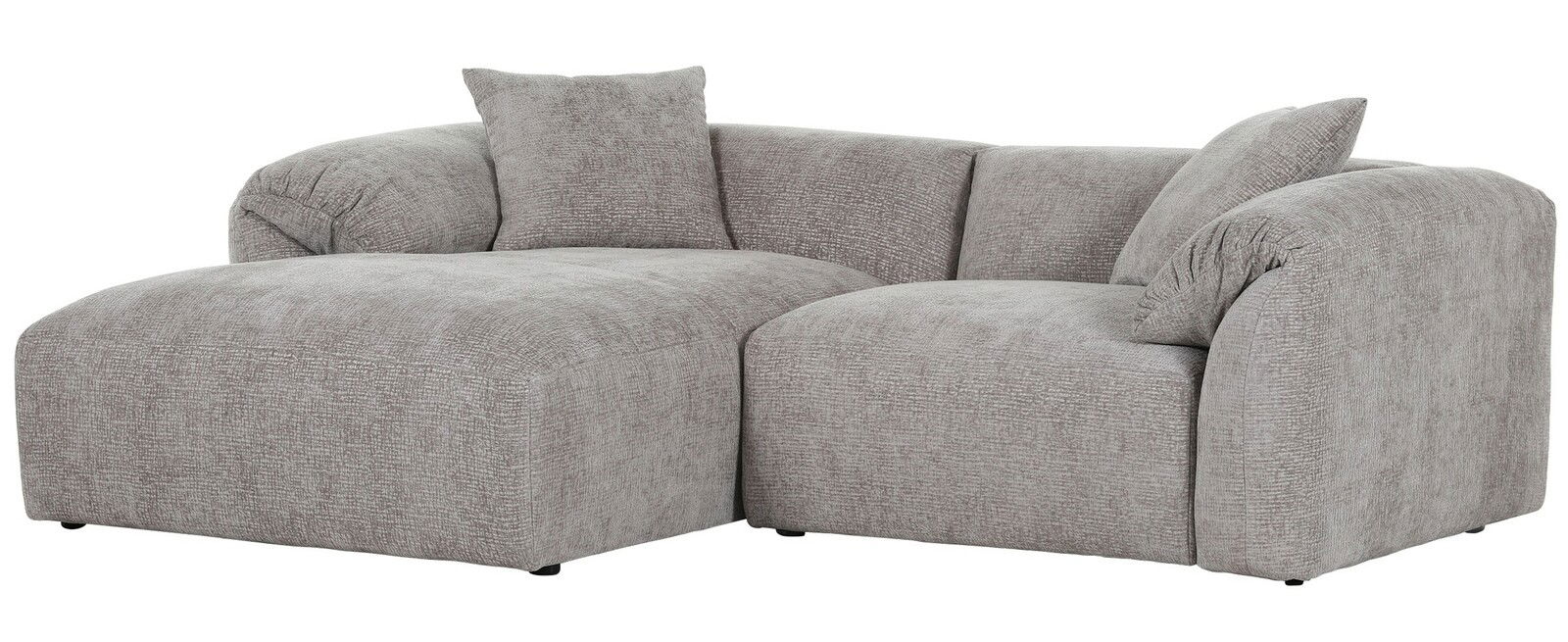 Graues Ecksofa mit Ottomane links, Vorderansicht