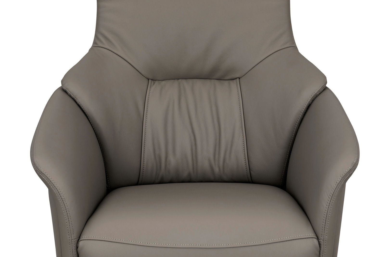Grauer Relaxsessel aus Leder, Vorderansicht