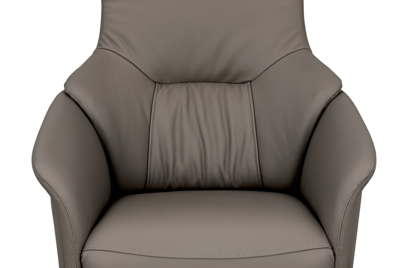 Grijze leren relaxfauteuil, vooraanzicht