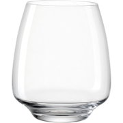 Transparenter Becher aus Glas mit 460ml Fassungsvermögen, seitliche Perspektive
