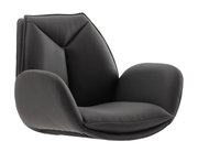 Moderner schwarzer Sessel aus Leder in seitlicher Perspektive