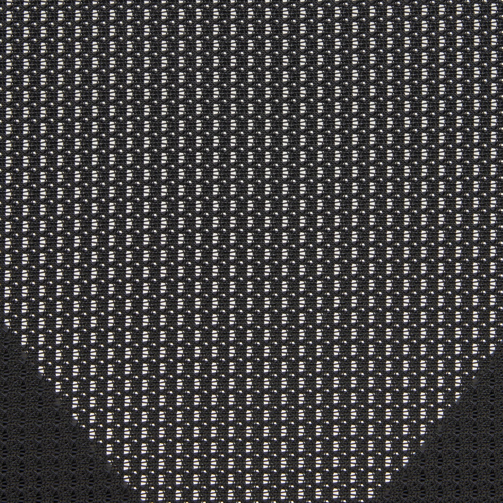 Nahaufnahme eines schwarzen Netzstoffs, der für einen Drehstuhl verwendet wird, aus der Vogelperspektive.